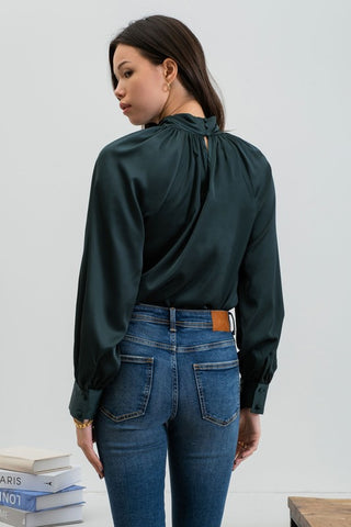 Twist Keyhole Mock Neck Top