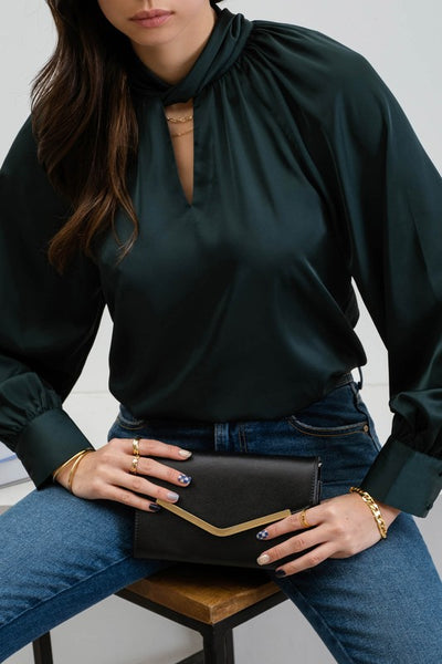 Twist Keyhole Mock Neck Top