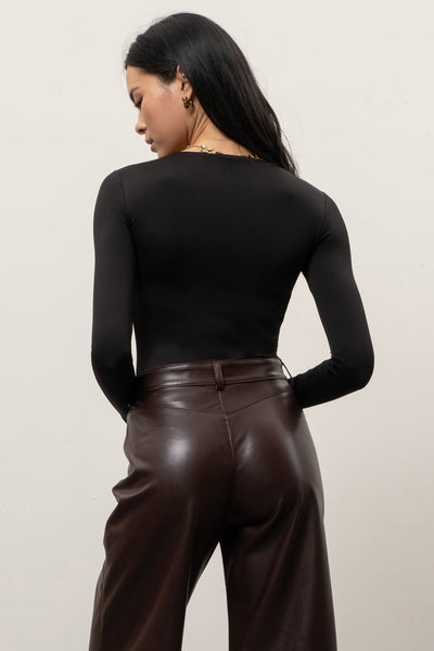 Round Neck Long Sleeve Top - Multiple Colors