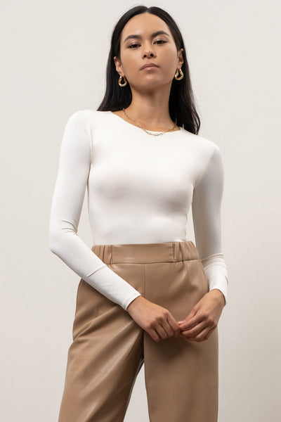 Round Neck Long Sleeve Top - Multiple Colors
