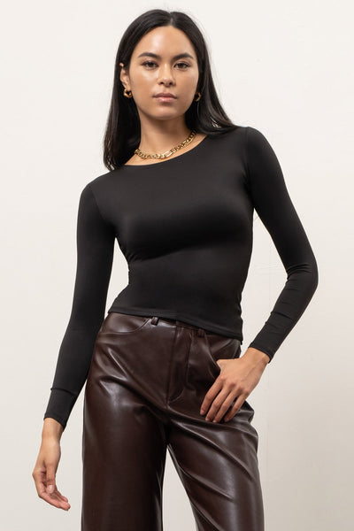 Round Neck Long Sleeve Top - Multiple Colors