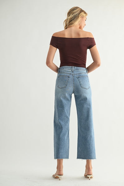 JBD Slim Wide Leg Medium Wash Denim Jeans