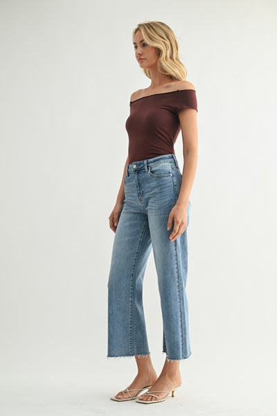 JBD Slim Wide Leg Medium Wash Denim Jeans