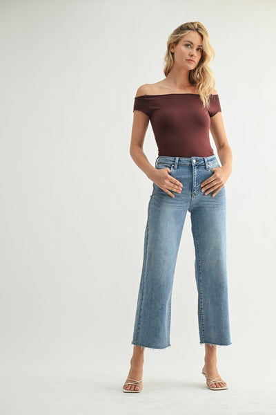 JBD Slim Wide Leg Medium Wash Denim Jeans