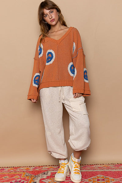 Chenille Peace Sign Sweater