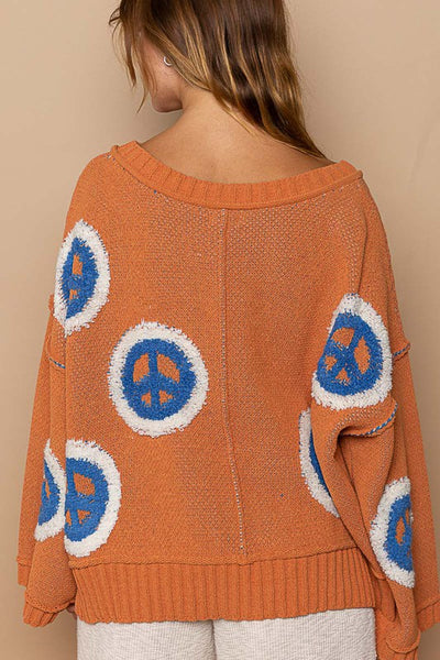 Chenille Peace Sign Sweater