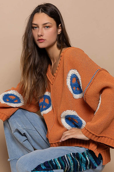 Chenille Peace Sign Sweater