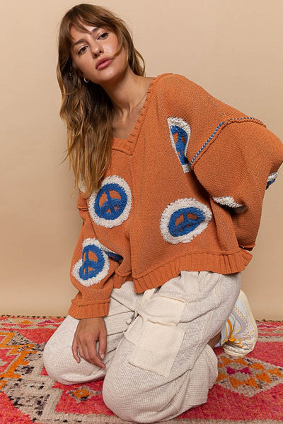 Chenille Peace Sign Sweater