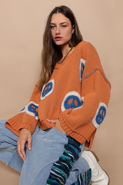 Chenille Peace Sign Sweater