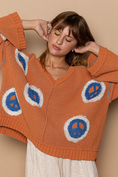 Chenille Peace Sign Sweater