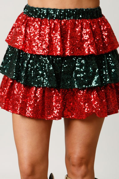 Holiday Sequins Mini Skirt