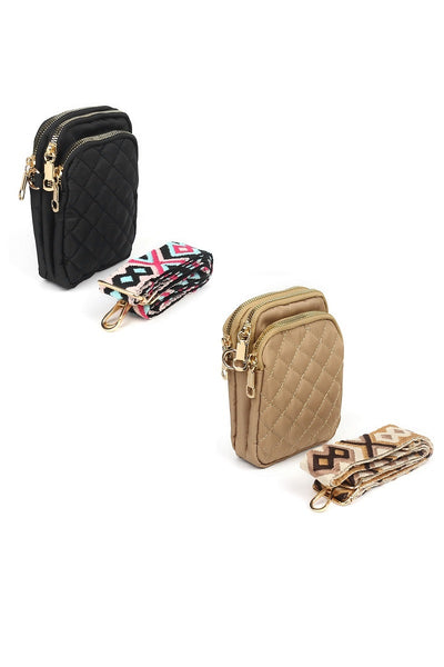 Quilted Crossbody Sling Back With Guitar Strap