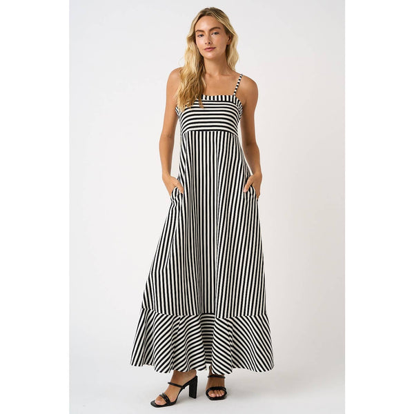mittoshop - STRIPED SLEEVELESS BACK CUTOUT SUMMER MAXI DRESS