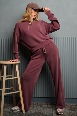 Faded Plum Cloud Knit Crew Knit Pullover