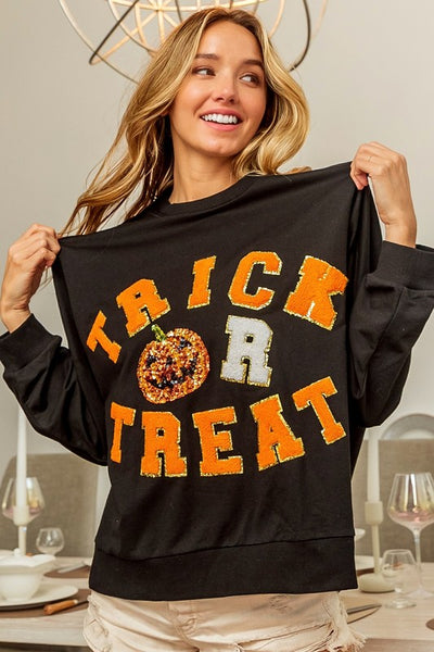 Trick Or Treat Sequin & Applique Sweatshirt