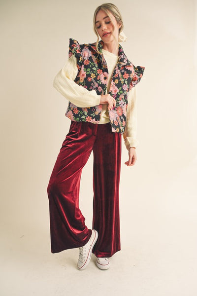 Fun Floral Flutter Sleeve Puffy Vest