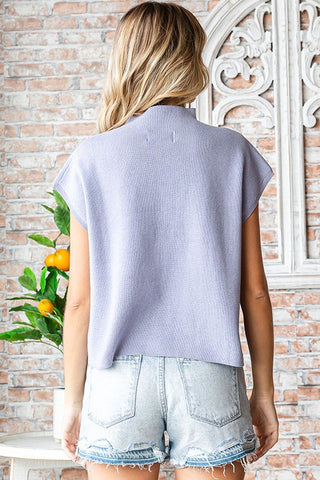 Mock Neck Drop Shoulder Knit Top