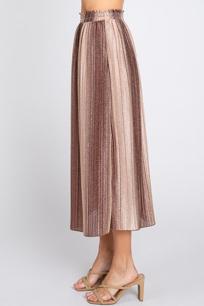 Pleated Glitter Midi Skirt