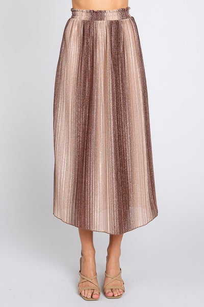 Pleated Glitter Midi Skirt