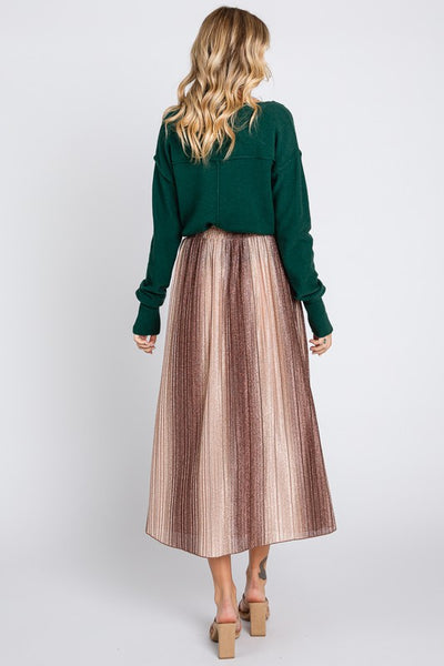 Pleated Glitter Midi Skirt