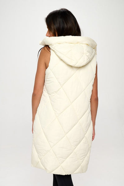 Catch Me In Cream Long Puffer Vest