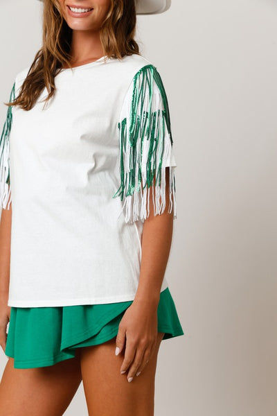 Fringe Sleeve Cotton Top