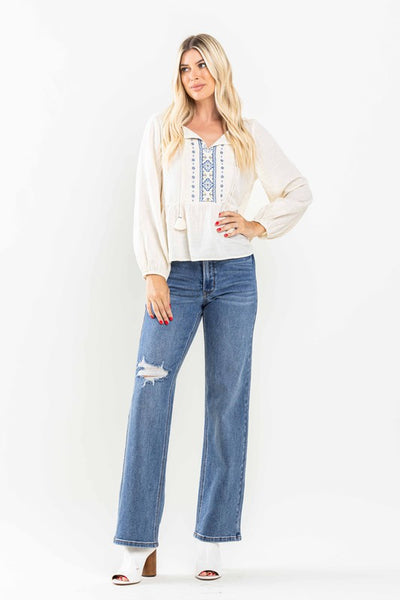 High Rise Tummy Control 90's Straight Leg Jeans -Judy Blue