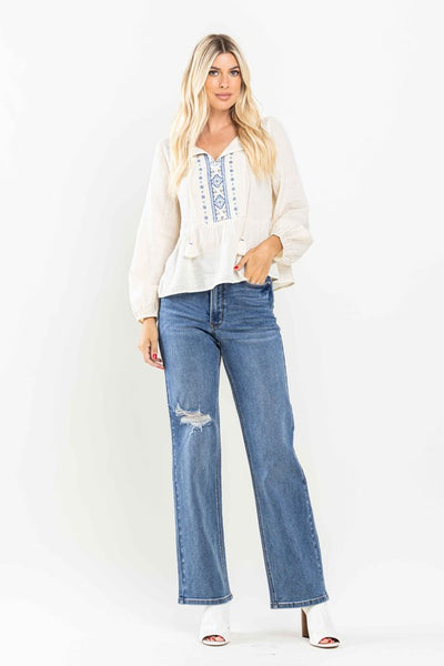 High Rise Tummy Control 90's Straight Leg Jeans -Judy Blue