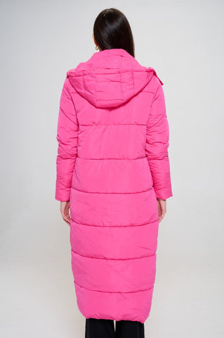 Hot Pink Long Puffer Coat