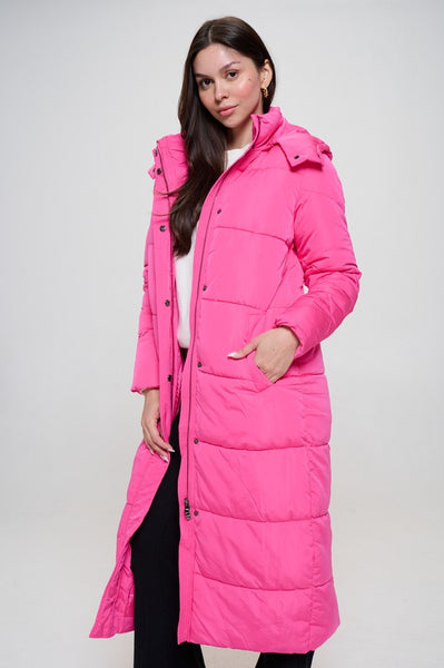 Hot Pink Long Puffer Coat