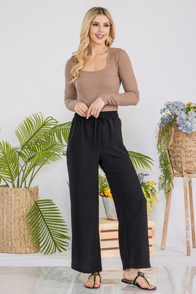 Drawstring Pants With Side Pockets