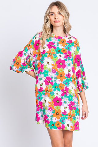 Multi Color Floral Print Dress