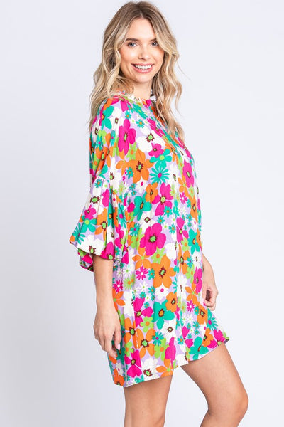 Multi Color Floral Print Dress