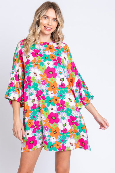 Multi Color Floral Print Dress