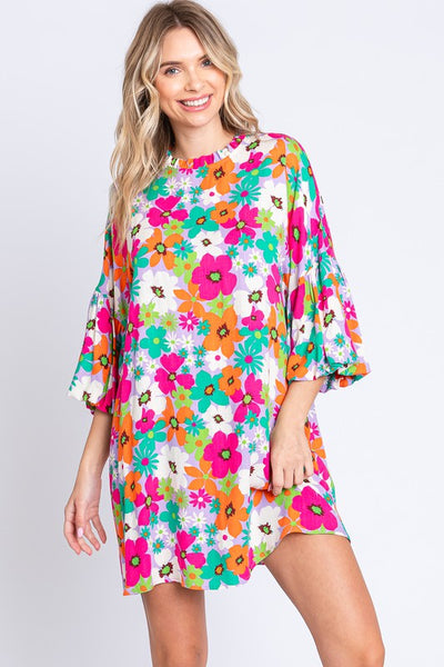 Multi Color Floral Print Dress