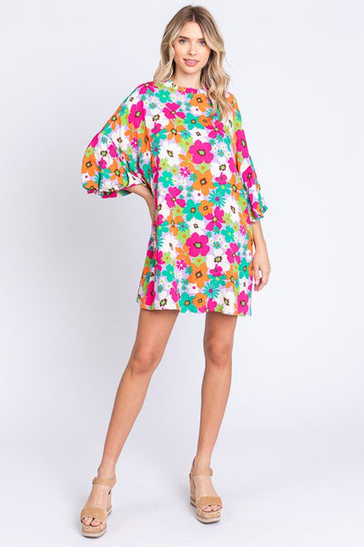 Multi Color Floral Print Dress