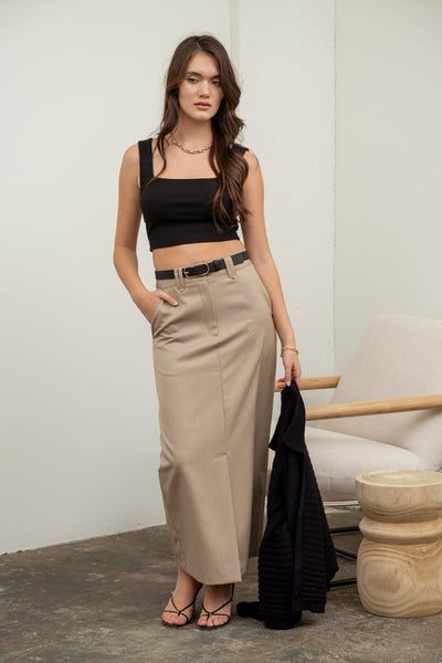 Solid Square Neck Cropped Knit Tank