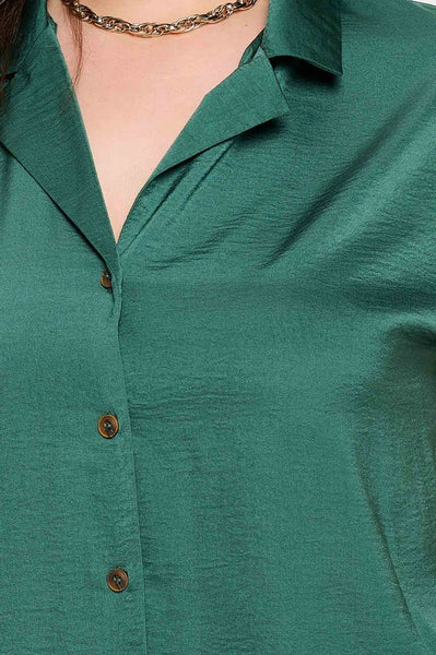 Drop Shoulder Button Up Top