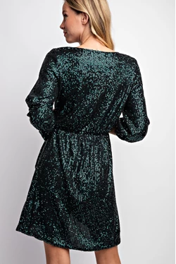 Surplice Wrap Sequin Dress