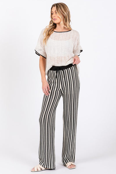Sheer Knit Stripped Two-Piece Set
