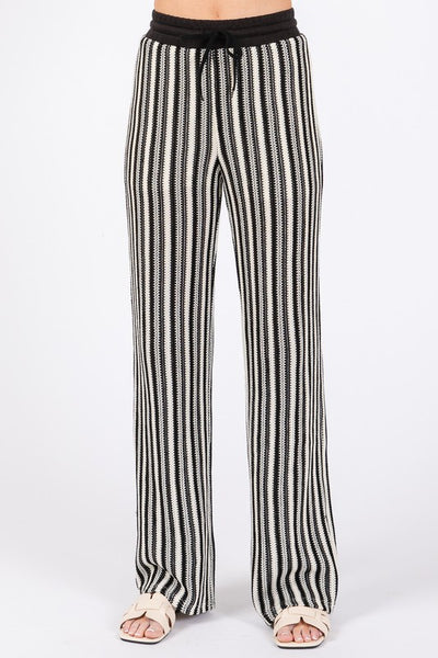 Sheer Knit Stripped Two-Piece Set