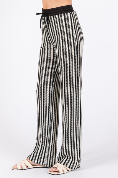 Sheer Knit Stripped Two-Piece Set