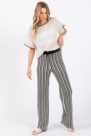 Sheer Knit Stripped Two-Piece Set