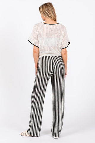 Sheer Knit Stripped Two-Piece Set