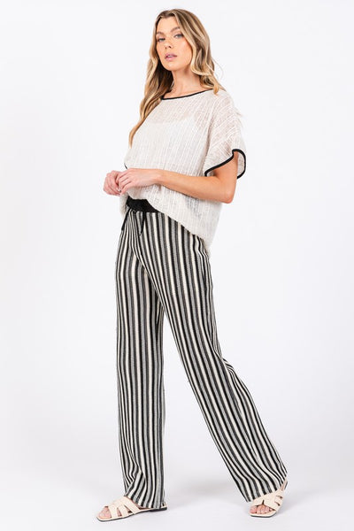 Sheer Knit Stripped Two-Piece Set