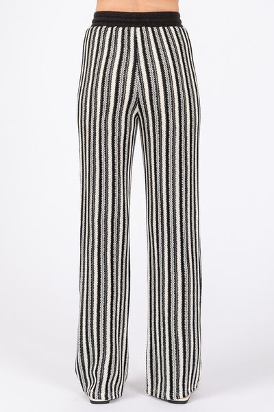 Sheer Knit Stripped Two-Piece Set