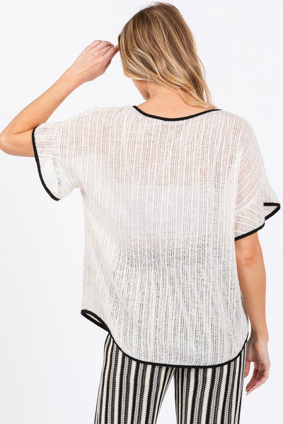 Sheer Knit Stripped Two-Piece Set
