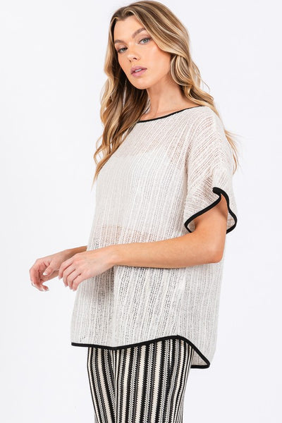 Sheer Knit Stripped Two-Piece Set