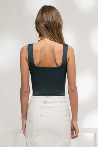Hunter Green Square Neck Cropped Tank