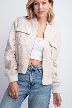 Sparkling Sequin Zip Up Jacket